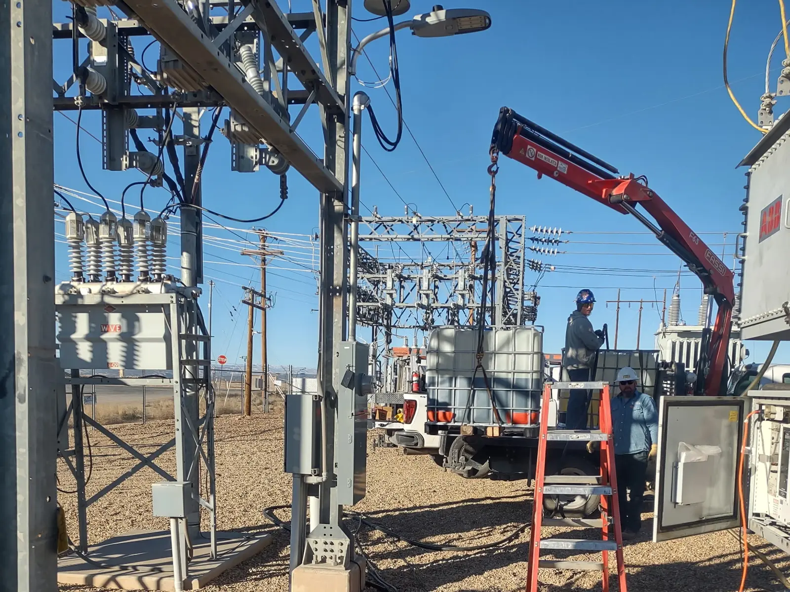 Crane lift at transformer