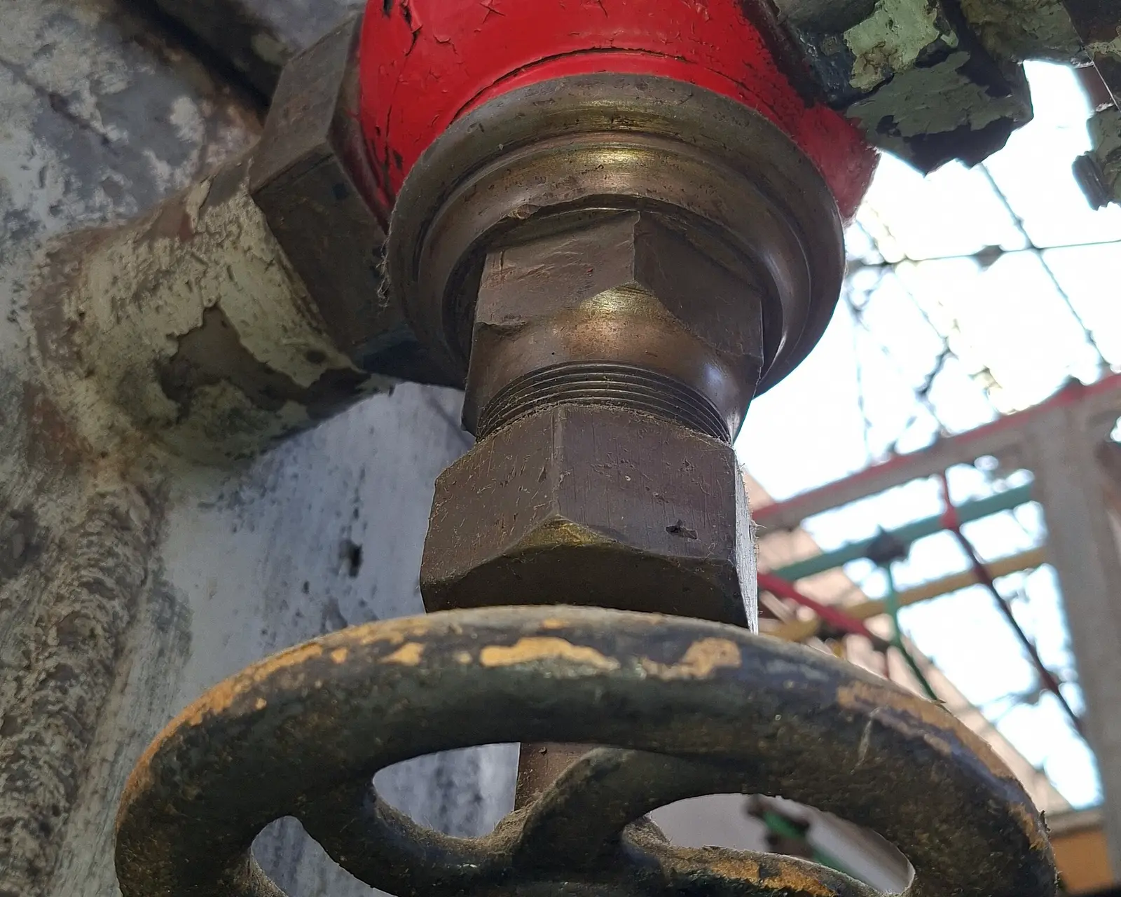 Close-up of a transformer oil valve